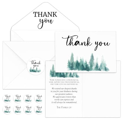 Fumete 50 Set Funeral Thank You Cards, Tree - style: Tree