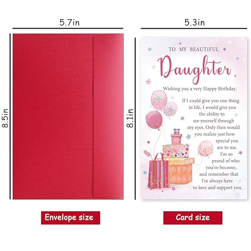 Birthday Card for Daughter from Mom or Dad, Happy Birthday Card Gift for Adult Daughter Her, Heartfelt Love and Encouragement Greeting - color: Daughter