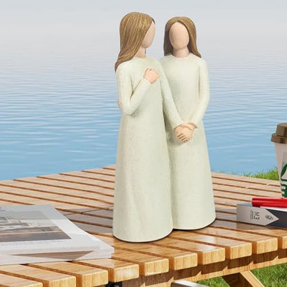 Mother and Daughter Figurines, Gifts for Mom from Adult Daughter, Sculpted Hand-Painted Statues Mother in Law Gifts for Mother’s Day Anniversary Birthday Christmas - color: Mom Daughter
