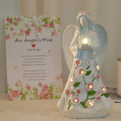 Guardian Angel Figurines Resin with Light Star Battery Operated Gift Decor