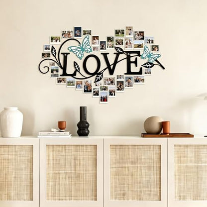 Metal Butterfly Love Sign Wall Decor Metal Black Love Word Sign Rustic Home Letter Ornament Cutout Teal Bedroom Decor for Home Office Living Room Hanging Wall Decorations 14 x 5 Inch