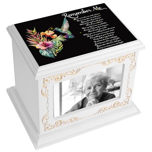 ADMLC Cremation Urns for Human Ashes Adult Up to 200 IBS with Photo Frame | 100% Wooden Handcrafted Memorial Keepsake Urn for Ashes,Funeral Burial Caskets Urn Suitable for Male Female Men Women Dad Mom