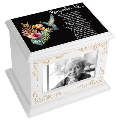 ADMLC Cremation Urns for Human Ashes Adult Up to 200 IBS with Photo Frame | 100% Wooden Handcrafted Memorial Keepsake Urn for Ashes,Funeral Burial Caskets Urn Suitable for Male Female Men Women Dad Mom