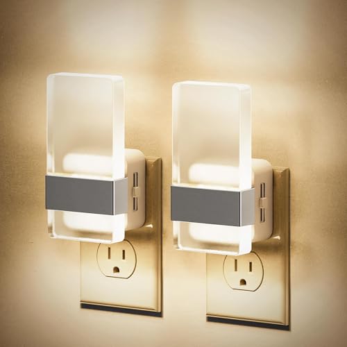 JandCase Night Lights Plug into Wall, Dusk to Dawn Sensor - color: Silver-3000K, size: 2 Pack
