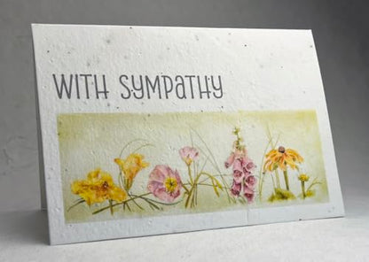 Of The Earth Handmade Paper - Plantable Wildflower Seed Folding Card - Sympathy Designs - 5" x 7" - Set of 3 - w/Recycled Envelopes (Watercolor Wildflowers) - color: Watercolor Wildflowers