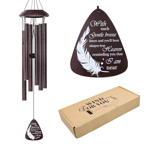 Memorial Wind Chimes for Loss of Loved One – Sympathy Wind Chime with Saying “with Each Gentle Breeze” – Remembrance Bereavement Gift for Garden, Patio, or Outdoor Décor - color: Gentle Breeze Whispers