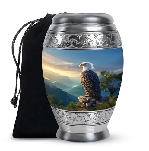 Sunrise Eagle Urns for Human Ashes Adult Man - Mountain Urn for Ashes for Women - Blue Urns for Female - Large Cremation Urn for Adult Male 10Inch & 200 Cubic Inches - color: Mountain Eagle Sunrise