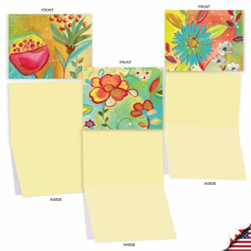 The Best Card Company - 10 Assorted Flower Cards Blank for Women (4 x 5.12 Inch) - All Occasion Floral Greetings Boxed - Summer Flowers M3741OCB-B1x10 - style: Summer Flowers