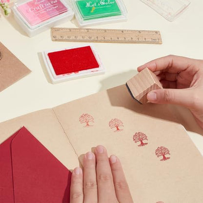 OLYCRAFT Wooden Rubber Stamp Tree of Life Wooden Craft Stamp 1x1x1.2 Inch Mini Rubber Stamps Wood Stamping Tool for DIY Art and Craft Journals Albums Scrapbooking Card Making Planner Envelope - style: Tree of Life