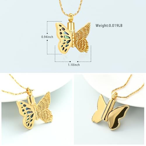 Imrsanl Butterfly Urn Necklace for Ashes Angel Wing Cremation Jewelry Keepsake Funeral Memorial Pendant Gifts of Loss Loved Ones for Women - color: Customize 1