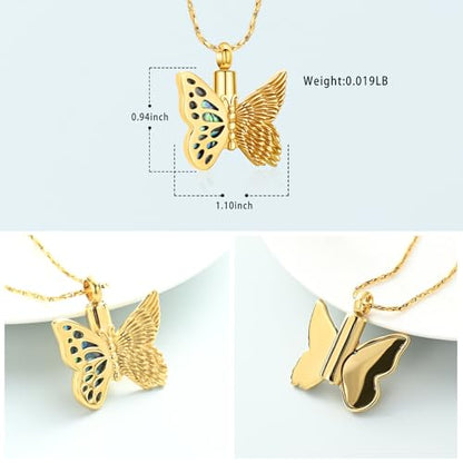 Imrsanl Butterfly Urn Necklace for Ashes Angel Wing Cremation Jewelry Keepsake Funeral Memorial Pendant Gifts of Loss Loved Ones for Women - color: Customize 1