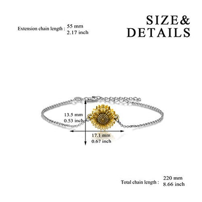 Sunflower/Tree of Life Urn Bracelet for Ashes 925 Sterling Silver Sunflower/Tree of Life Cremation Keepsake Pendant Locket Bracelet for Women Mom - style: Gold Plated Sunflower Urn Bracelet