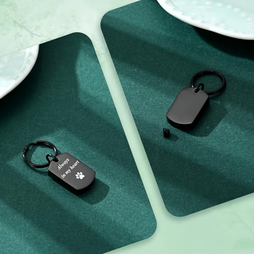 Pet Paw Cremation Jewelry Urn Keychain for Ashes for Women Men Memorial Keepsake Keychain - color: Black