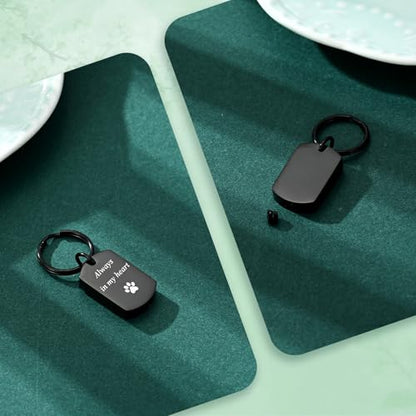 Pet Paw Cremation Jewelry Urn Keychain for Ashes for Women Men Memorial Keepsake Keychain - color: Black