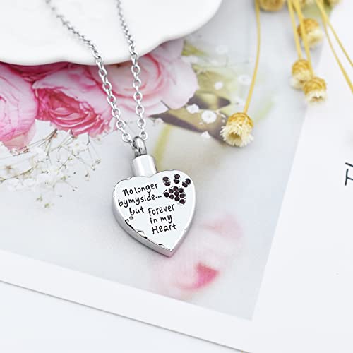 Fashion Pet Cremation Jewelry Stainess Steel Heart Keepsake Ashes Necklace Dog Cat Paw Memorial Urn Pendant - color: Purple