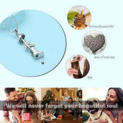 Cremation Jewelry Military Shoes Hats Guns Urn Necklace for Ashes Stainless Steel Military Equipment Pendant Memorial Necklaces Ash Holder for Human Pets Keepsake Jewelry of Loved Ones with Fill Tool - color: Silver