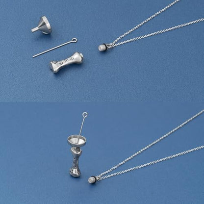 925 Sterling Silver Eternal Pawprint Lucky Bones- 925 Sterling Silver Pet Memorial Necklace 18"