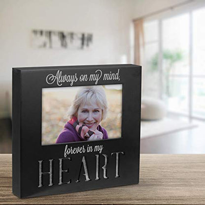 Malden International Designs 4x6 Forever In My Heart Memorial Picture Frame, Black MDF with Galvanized Metal Accent