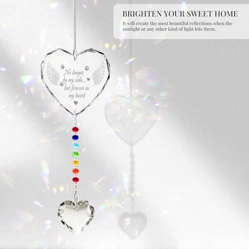Hegelda Pet Memorial Gifts for Dogs Cats Crystal Suncatcher Ornaments | "No longer by my side" Crystal Suncatcher with Angel Wings, Pet Sympathy Gifts for Loss of Pet - style: Dog