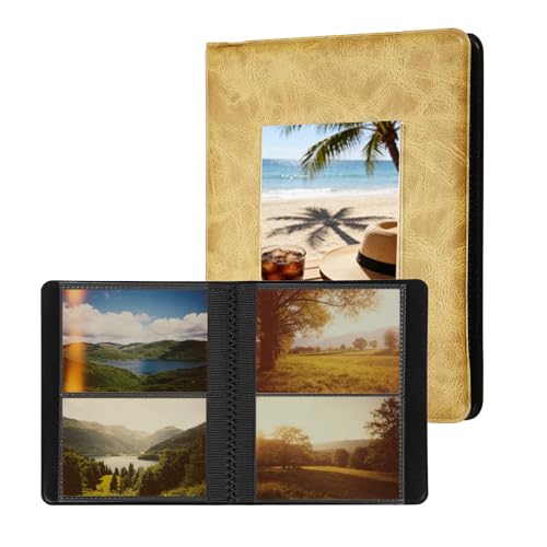 uxcell 64 Pockets Vintage Photo Album, 16 Pages Photocard Holder 5.8 x 4.5" Retro PU Leather Instant Camera Album Picture Book Organizer for Weddings Travel Family, Yellow - color: Yellow, size: 5.79 x 4.53 Inch（64 Pockets)