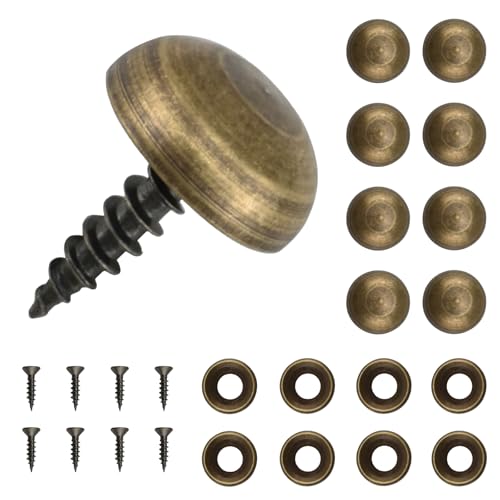 Brass Decorative Screws with Caps, 8 Pack Antique Bronze, 9mm Cap Diameter | Self Tapping Screws and Decoration Covers Kit for Mirror, Picture, Wooden Box, Placard, Shutter, Furniture Repairing - size: 9 MM