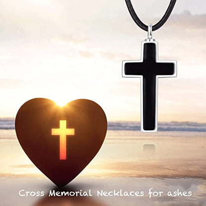 Cross Urn Necklace for ashes 925 Sterling Silver religious Cross Cremation Pendant Jewelry Faith Hope Love Gifts for Men - style: Angel Wings Cross Urn