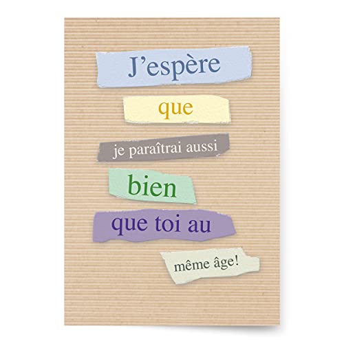 Designer Greetings French Language Happy Birthday Cards 6 Pack | Boxed Card Set, Matching Envelopes - style: 6 PK French Birthday - Letter Collage