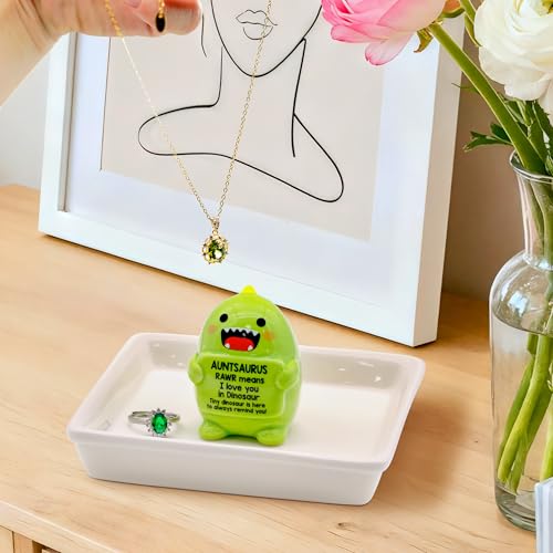 Funny Gift for Aunt Mothers Day Aunt Gifts from Niece Nephew - Auntsaurus Ring Holder for Jewelry Rings Earrings Necklace Bracelets Organizer, Mothers Day Birthday Christmas Gift for Auntie - style: Auntsaurus