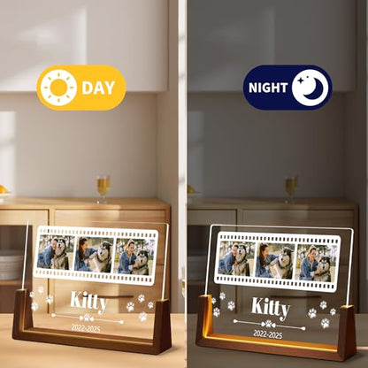 Personalized Dog Memorial Gifts, Custom Acrylic Light Up Picture Frame | Custom Pet Loss Gifts Cat Pet Memorial Gifts with Pictures for Pet Lover, Loss of Dog Sympathy Gifts - color: style-8
