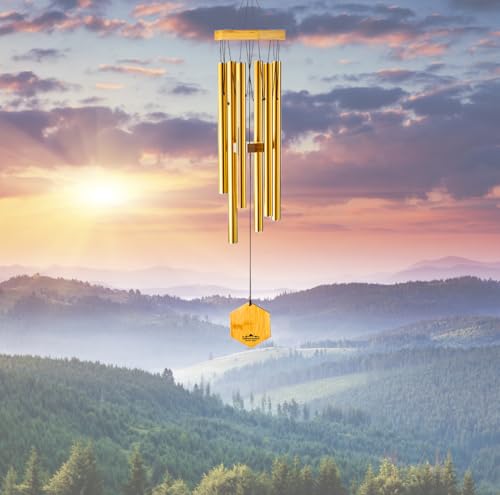 Bronze Wind Chimes for Outside, 29 Inch Hand Tuned G Major Pentatonic Wind Chime, Memorial Sympathy Gift for Loss of Loved One, Deep Tone Aluminum Bamboo Garden Patio Porch Decor - size: 29" Bronze