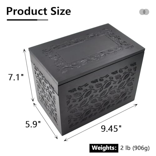 Cremation Urn Adult Human Ashes, Wooden Tree of Life, Black | Holds up to 250 lbs, Urns Box and Casket for Men Women, Dimensions: 9.45"(L) x 5.9"(W) x 7.1"(H) - color: Bk