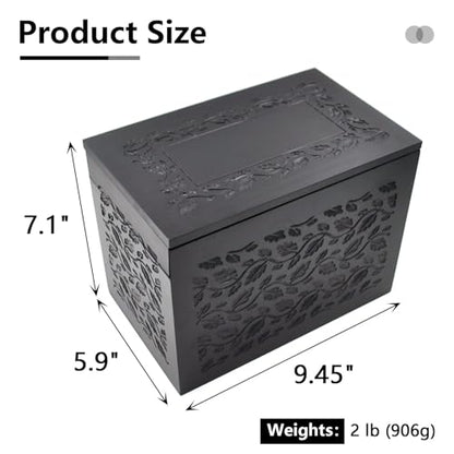 Cremation Urn Adult Human Ashes, Wooden Tree of Life, Black | Holds up to 250 lbs, Urns Box and Casket for Men Women, Dimensions: 9.45"(L) x 5.9"(W) x 7.1"(H) - color: Bk