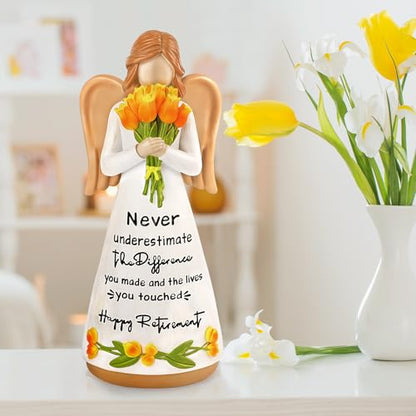 Retirement Gift for Women, Happy Retirement Gift, Retired Angel Figurines - color: White-retirement