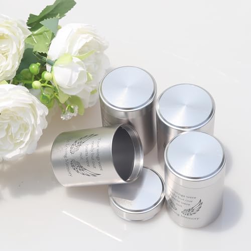 2.7 inch Small Urns for Ashes - Set of 4, Aluminium Mini Urns, Cremation Urns for Human Ashes, Ashes Holder, Small Keepsake urns-in Loving Memory, Silver - size: Wing-Silver