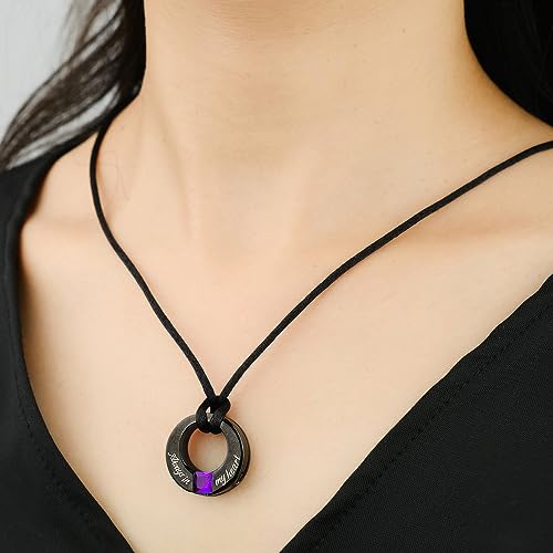 YOUFENG 3 Pieces Cremation Urn Necklaces for Ashes Keepsake Cremation Jewelry Cross Round Bar Birthstone Crystal Stainless Steel Memorial Pendant for Women Men - color: Pink Crystal