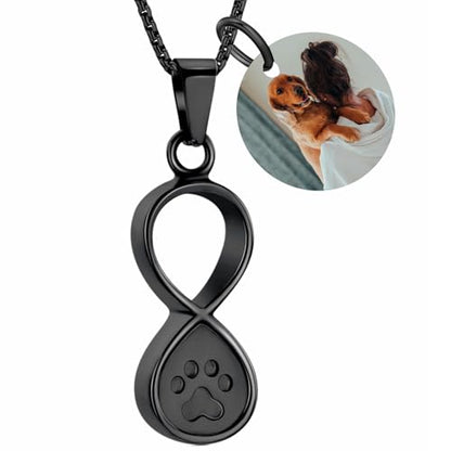 Oinsi Infinity Love Pet Cremation Jewelry for Ashes of Dog/Cat Funeral Keepsake Urn Necklace Pendant Memorial Jewellery - color: A-Customize-Image