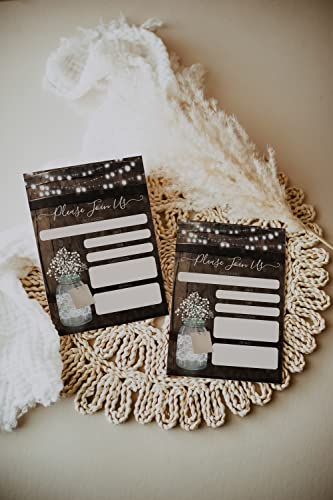 Your Main Event Prints 20 Rustic Country Wood Barrel Invitations – Fill-In Style 5x7 Invites for Wedding, Bridal Shower, Baby Shower, Birthday, Engagement, Anniversary, or Party (Pack of 2) - size: 40 Piece Set (Pack of 2)