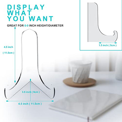 Boloyo 60-Degree Angle Acrylic Plate Display Stand , 4.5 Inch 2PC Clear Acrylic Display Holder Easel Base for Home Office Kitchen School Art Display - color: 60-Degree Angle, size: 4.5 inch(2PC)
