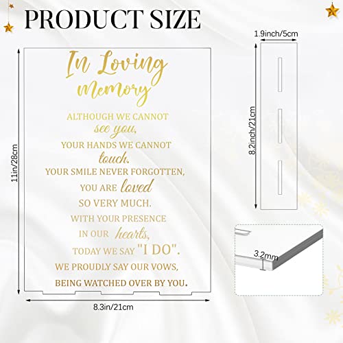 Qunclay Memorial Table Sign Loving Memory with Stand for Wedding,Elegant | 8.3 X 11 Inch Acrylic Sign, Gold Printed Text, Clear Stand, Reception Funeral Table Decor, Elegant Remembrance Gift
