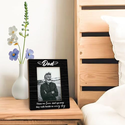 Dad Memorial Gifts Picture Frame 5x7, In Loving Memory Photo Frame, Memorial Gifts for Loss of Dad, They Walk Beside us Every Day Sympathy Wooden Picture Photo Frames for Desk Home Room Decor