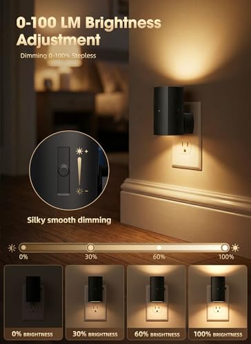 Brightown 2 Pack Black Night Lights with Rotating Plug, Soft White - color: Warm White, size: 2 PACK Black