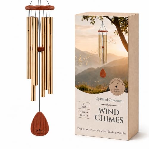 Havasu Outdoor Wind Chimes Bronze, Tuned to Soothing EMajor | Strong for Any Weather. A Lasting Gift. 38". Total Volume Control. Feng shui, Relaxation, Memorial. Easy to Hang - color: Bronze, size: 38"