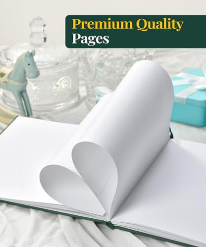 Lankaiva Wedding Guest Book, Guest Book Wedding Reception - Classic Baby Shower Guest Book, 100 Blank Pages for Bridal Shower Birthday Graduation Sign in and Photos, Green - color: Pine Green With Blank Pages