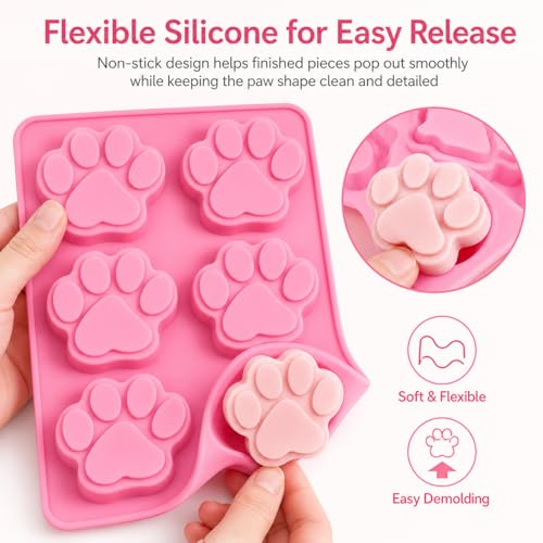 Dog Paw Silicone Mold 3 Pack, Paw Print Candy Molds for Chocolate, Gummies, Hard Candy, Ice Cubes, Dog Treats, Baking, Fondant, Soap, Wax & Resin DIY Crafts (Paw Print Mold)