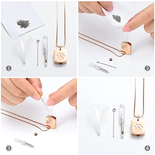 Minicremation Personalized Cremation Jewelry Urn Necklace for Ashes Paw Print Memorial Ash Jewelry Cremation Jewelry Ashes Keepsake Necklace for Women & Men - color: Rose Gold