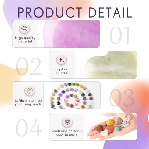 Nuenen 72 Pcs Heart Healing Stone 1 Inch Polished Healing Crystal Chakra Gems | Heart Shaped Gemstones Bulk for Women Chakra Reiki Meditation, Love Worry Stones Palm Pocket, Valentines Gifts - size: 1 Inch