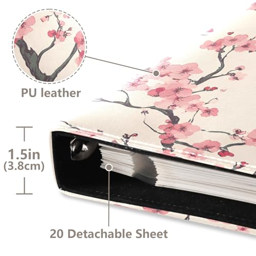 JIPONI Japan Cherry Blossoms Large Photo Album, DIY Leather Cover Scrapbook Albums for 4x6 5x7 6x8 Pictures, Self Adhesive Memory Book for Wedding, Baby, Family - color: Cherry Blossoms