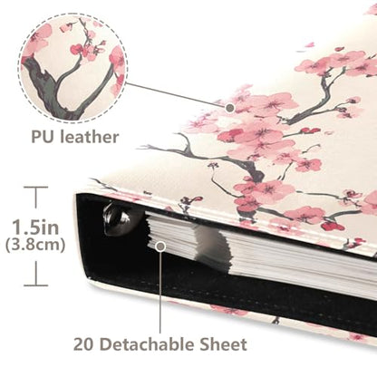 JIPONI Japan Cherry Blossoms Large Photo Album, DIY Leather Cover Scrapbook Albums for 4x6 5x7 6x8 Pictures, Self Adhesive Memory Book for Wedding, Baby, Family - color: Cherry Blossoms