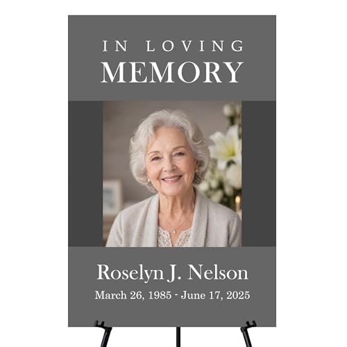 Memorial Sign, In Loving Memory Celebration of Life Display With Easel, Personalized Photo Funeral Board Decoration, Custom Forever Loved Signage With Picture, Multiple Size & Material, IA12 - color: Theme 12
