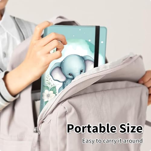 Photo Album 4x6 120 Pockets Photos with Elastic Band, PU Leather Photo Books Small Mini Capacity Picture Album for Family Wedding Travel Anniversary Baby Vacation Pictures,Cute Elephant Blue - color: Cute Elephant Blue